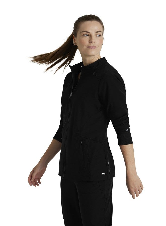 BARCO One Women's 4 Pocket Banded Collar Zip Up Venture Warm Up Black Large - Image 3
